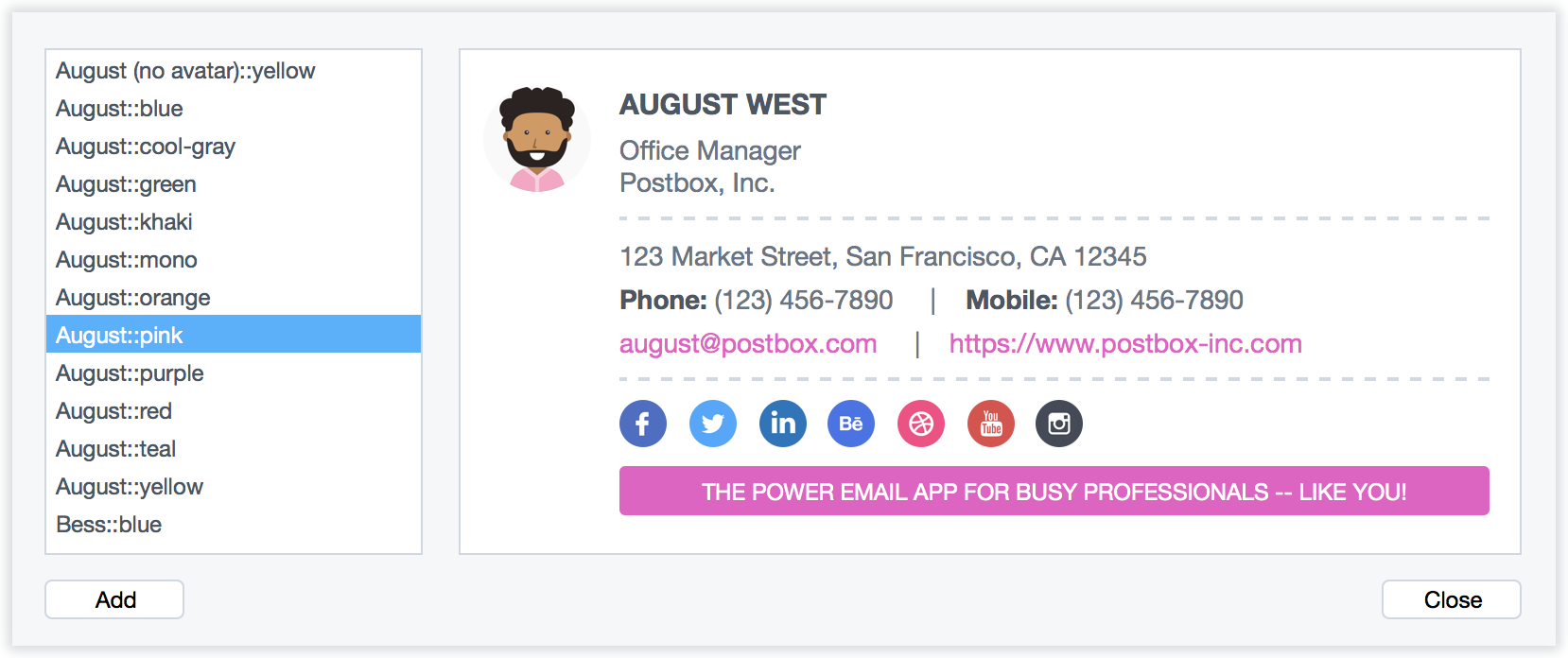 Postbox Custom Signatures Panel