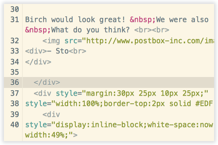 Postbox HTML Code View