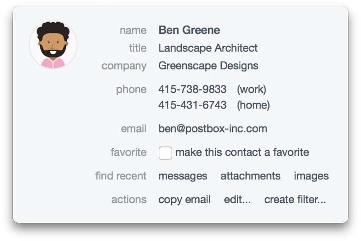 Postbox Contact Card